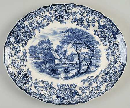 Millstream Blue 13" Oval Serving Platter