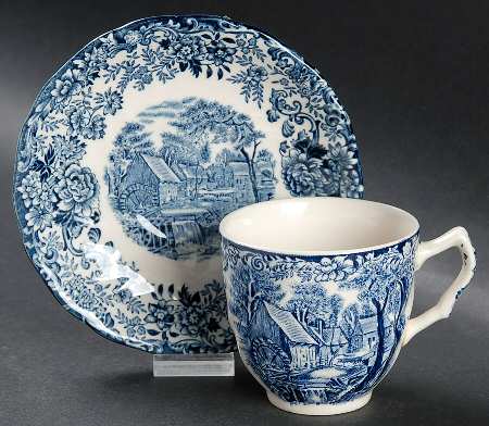Millstream Blue Flat Demitasse Cup & Saucer Set