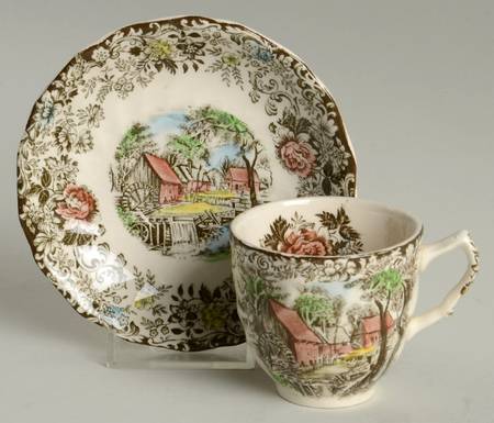 Millstream Brown Multicolor Flat Demitasse Cup & Saucer Set