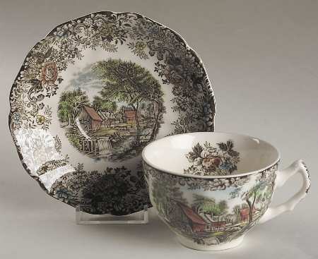 Millstream Brown Multicolor Flat Cup & Saucer Set