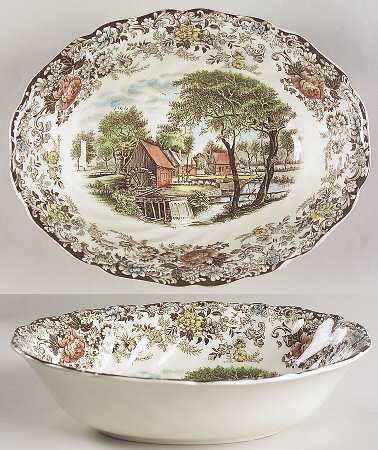 Millstream Brown Multicolor 8" Oval Vegetable Bowl