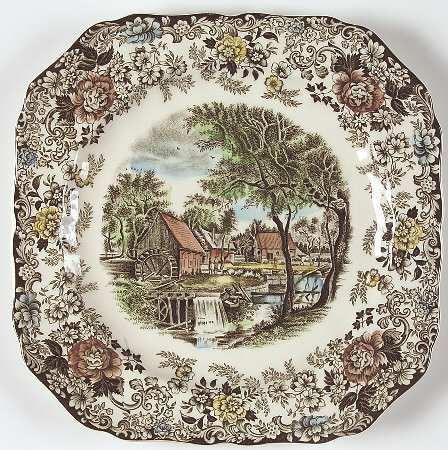 Millstream Brown Multicolor Square Salad Plate