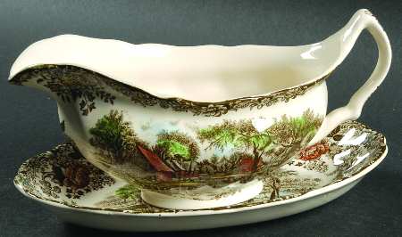 Millstream Brown Multicolor Gravy Boat & Underplate/Relish