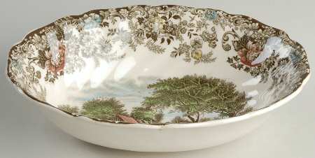 Millstream Brown Multicolor 9" Oval Vegetable Bowl