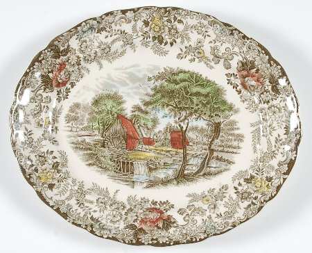Millstream Brown Multicolor 10" Oval Serving Platter