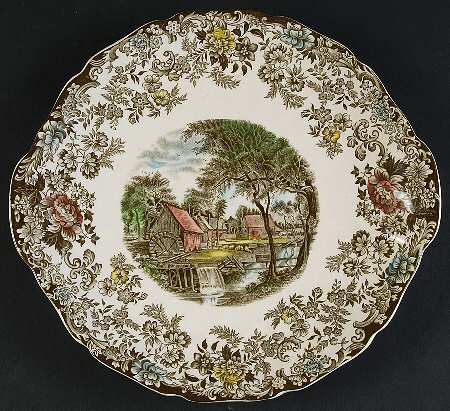 Millstream Brown Multicolor Handled Cake Plate