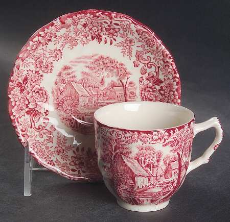 Millstream Pink Flat Demitasse Cup & Saucer Set