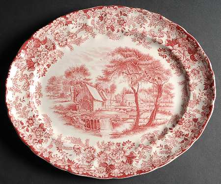 Millstream Pink 15" Oval Serving Platter