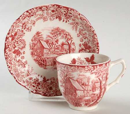 Millstream Pink Flat Demitasse Cup & Saucer Set