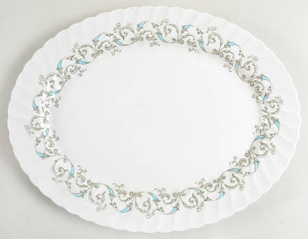 Minuet (Blue Green Scroll) 15" Oval Serving Platter