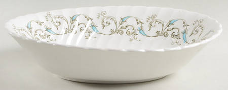 Minuet (Blue Green Scroll) 9" Oval Vegetable Bowl