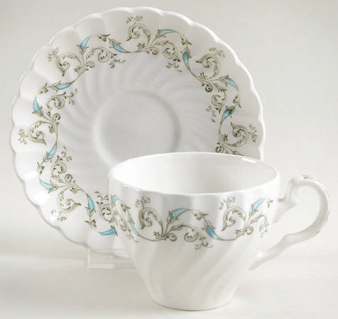 Minuet (Blue Green Scroll) Flat Cup & Saucer Set