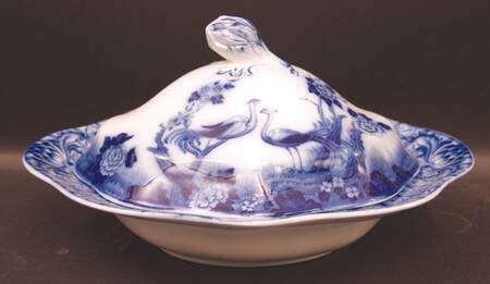 Mongolia (Flow Blue) Round Covered Vegetable