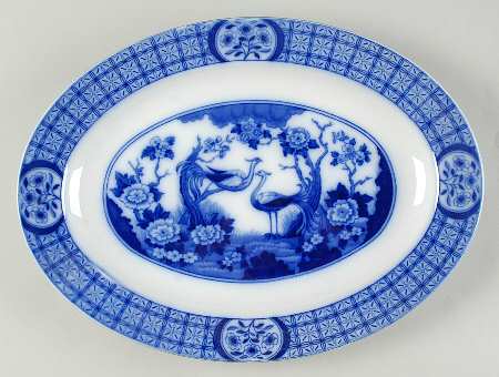 Mongolia (Flow Blue) 14" Oval Serving Platter