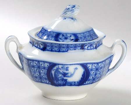 Mongolia (Flow Blue) Sugar Bowl & Lid