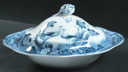 Mongolia (Gray Blue) Oval Covered Vegetable