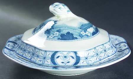 Mongolia (Gray Blue) Round Covered Butter