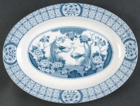 Mongolia (Gray Blue) 12" Oval Serving Platter