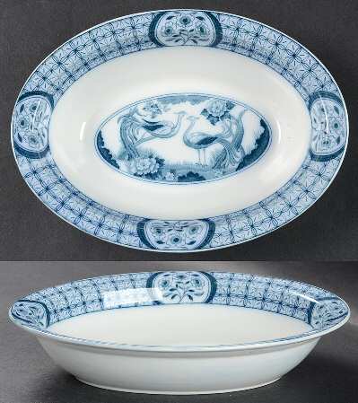 Mongolia (Gray Blue) 8" Oval Vegetable Bowl