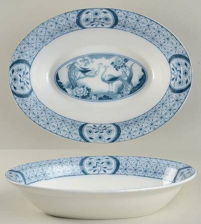 Mongolia (Gray Blue) 10" Oval Vegetable Bowl