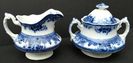 Montana (Flow Blue) Sugar Bowl & Lid
