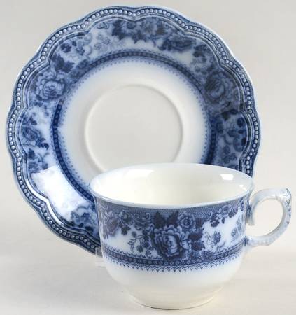 Montana (Flow Blue) Flat Cup & Saucer Set