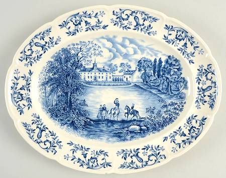 Mount Vernon Blue 14" Oval Serving Platter