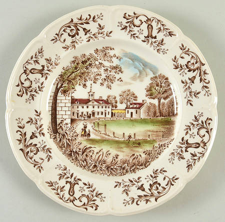 Mount Vernon Brown Multicolor Luncheon Plate