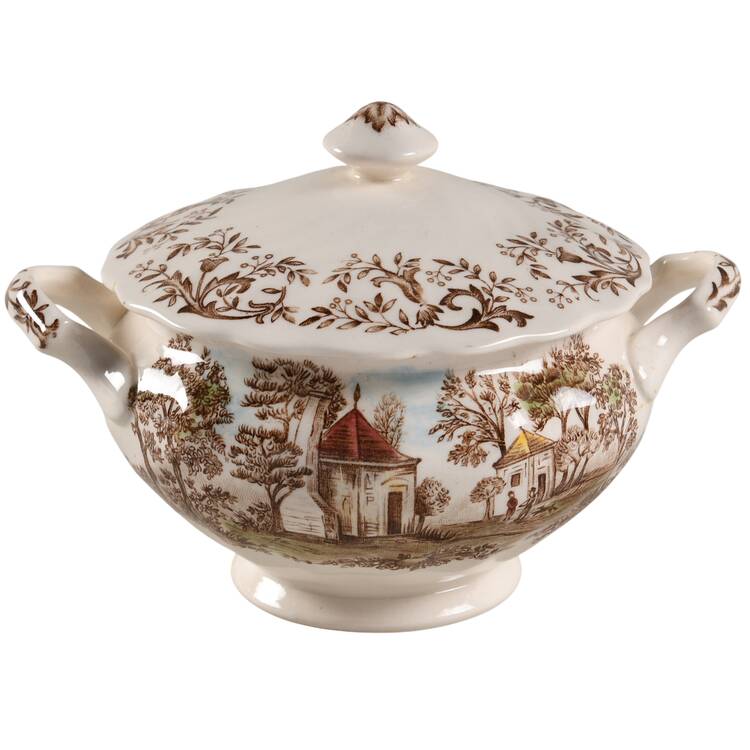 Mount Vernon Brown Multicolor Sugar Bowl & Lid