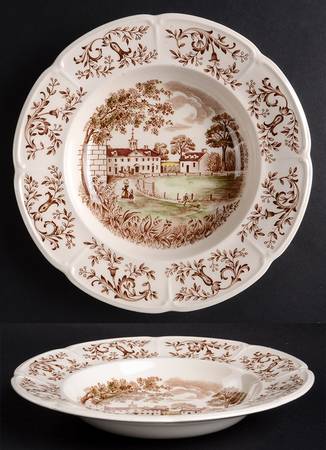 Mount Vernon Brown Multicolor Rim Soup Bowl