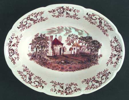 Mount Vernon Brown Multicolor 9" Oval Vegetable Bowl