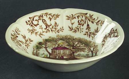 Mount Vernon Brown Multicolor Fruit/Dessert (Sauce) Bowl