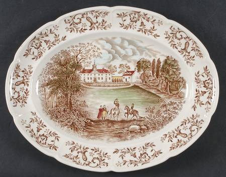 Mount Vernon Brown Multicolor 14" Oval Serving Platter