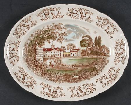 Mount Vernon Brown Multicolor 12" Oval Serving Platter