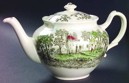 Mount Vernon Green Multicolor Teapot & Lid