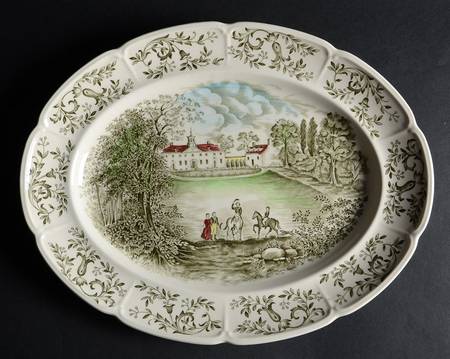Mount Vernon Green Multicolor 14" Oval Serving Platter