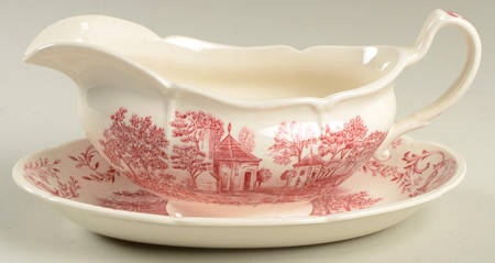 Mount Vernon Pink Gravy Boat & Underplate/Relish