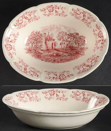 Mount Vernon Pink 9" Oval Vegetable Bowl