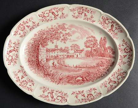 Mount Vernon Pink 12" Oval Serving Platter