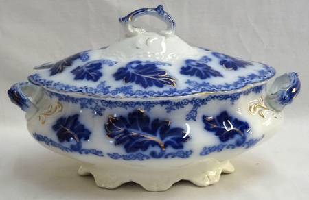 Normandy (Flow Blue) Sauce Boat & Lid