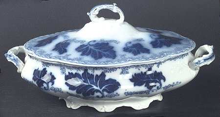 Normandy (Flow Blue) Oval Covered Vegetable