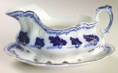 Normandy (Flow Blue) Gravy Boat & Underplate/Relish