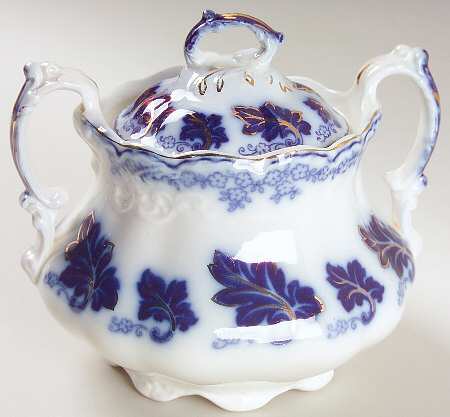 Normandy (Flow Blue) Sugar Bowl & Lid