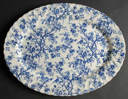 Old Bradbury Blue (White Background) 15" Oval Serving Platter