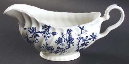 Old Bradbury Blue (White Background) Gravy Boat