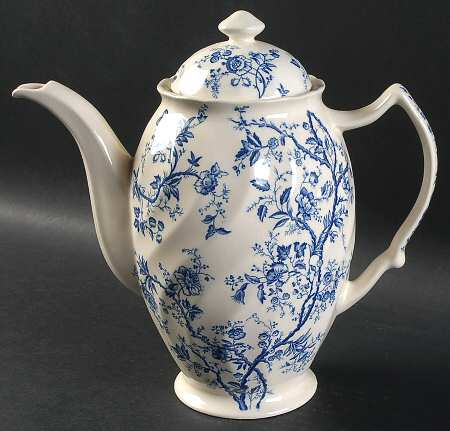 Old Bradbury Blue (Cream Background) Coffee Pot & Lid