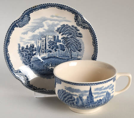 Old Britain Castles Blue (Made in England) Flat Cup & Saucer Set