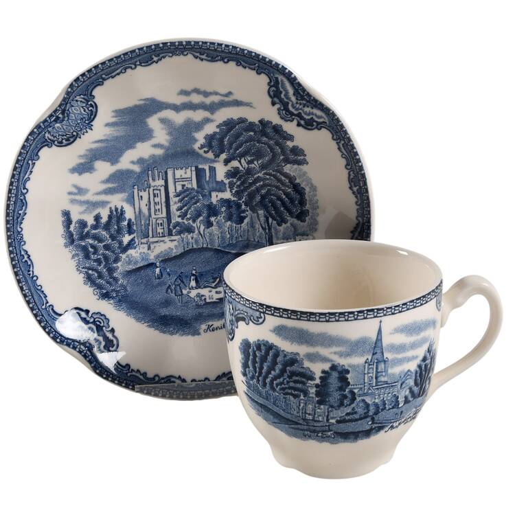 Old Britain Castles Blue (Made in England) Flat Cup & Saucer Set