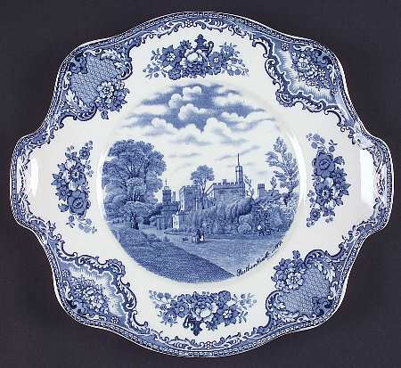 Old Britain Castles Blue (Made in England) Square Handled Cake Plate