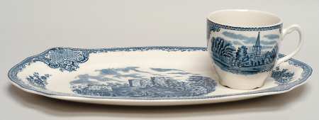 Old Britain Castles Blue (Made in England) Tea & Toast Snack Plate & Reg Cup Set
